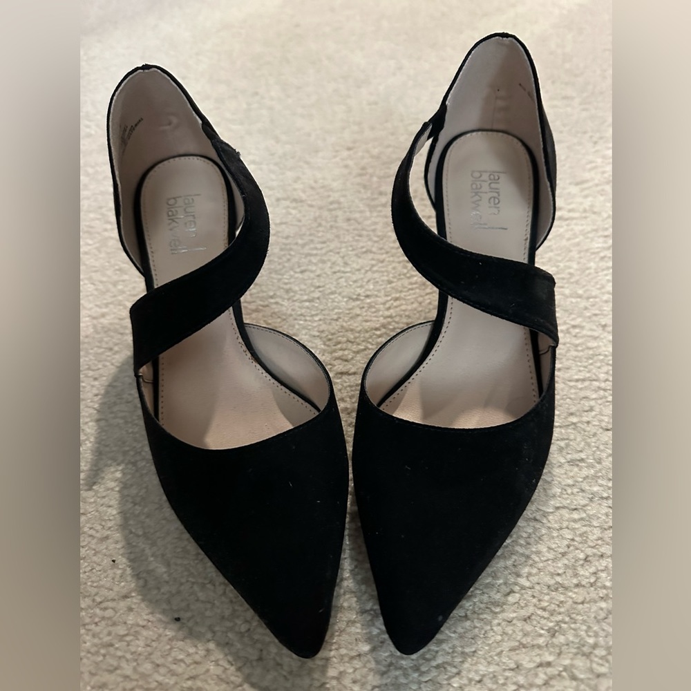 Lauren Blakwell faux suede high heels